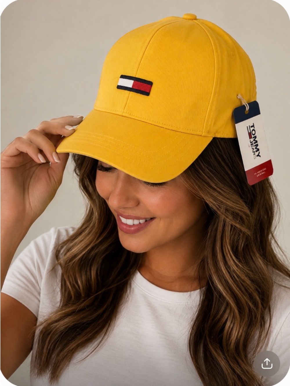 Tommy Jeans Yellow Flag Logo Baseball Cap, One Size Adjustable. NWT